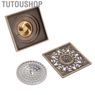 Tutoushop Bathroom Copper Floor Drain Squared Retro Large Flow Odor Proof Shower Drain New