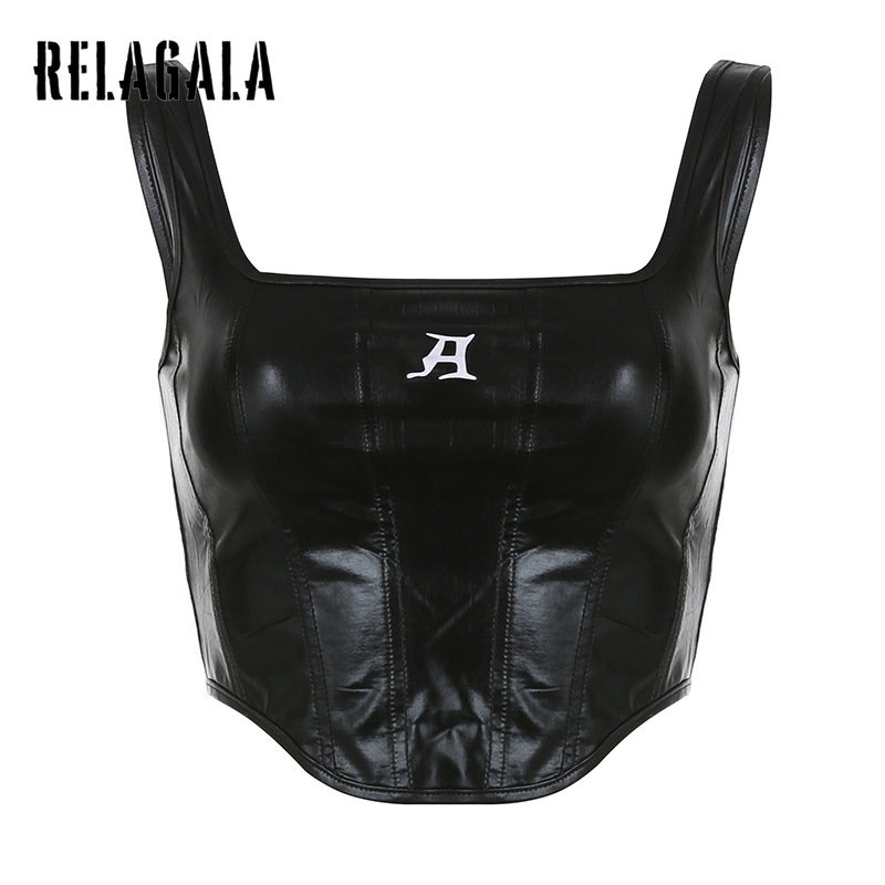 Relagala เสื้อกั๊ก แต่งซิป พิมพ์ลายตัวอักษร สีพื้น แฟชั่นสําหรับสตรี 2023