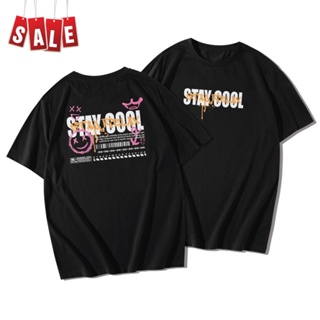 YFเสื้อยืดแขนสั้นคอกลม Cotton 100% สกรีนลาย STAYCOOL