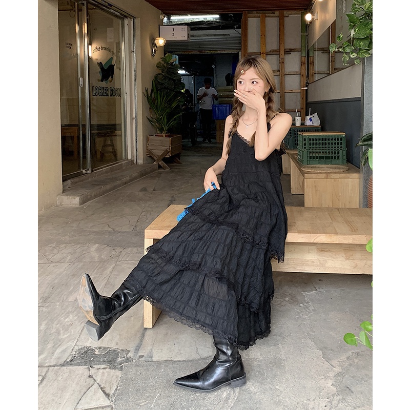 Dayday Girl เสื้อผ้าเด็กผู้หญิง | ชุดเดรสยาวถึงเข่า แต่งลูกไม้ สไตล์เกาหลี แฟชั่นฤดูร้อน สําหรับสตรี