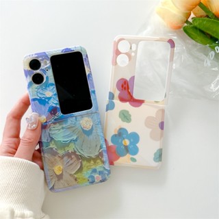 เคสโทรศัพท์มือถือแบบนิ่ม กันกระแทก ลายดอกไม้ภาพวาดสีน้ํามัน สําหรับ Oppo Find N2 Flip