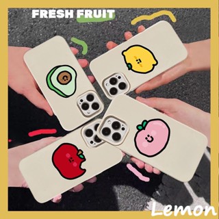 Lemon -  Glossy khaki color soft shell fruit cartoon Korean style ins Lovely in summer minority is suitable for mobile phone case model 14pro/14promax/13/13pro/13promax/11/12/12pro/12promax/XR/XSMAX/7P/8P/MINI