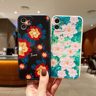 เคสป้องกันโทรศัพท์มือถือ ลายภาพวาดสีน้ํามัน รูปดอกไม้ สําหรับ Apple Iphone 13Pro Max 14 13 12 11 XR