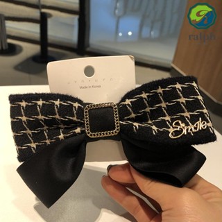 RALPH Hair Accessories Plaid Hair Clips Girls Black and white Large Bowknot Hairgrips Letter Cloth Jewelry Retro Korean Style Spring clip/Multicolor