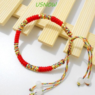 Usnow สร้อยข้อมือ เชือกทิเบต สีแดง นําโชค ผูกปม แฟชั่นสําหรับผู้หญิง