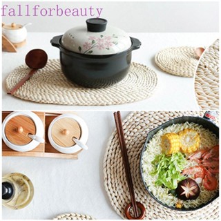 Fallforbeauty แผ่นรองแก้วกันความร้อนทรงกลมสําหรับวางแก้วชาทําข้าวโพด