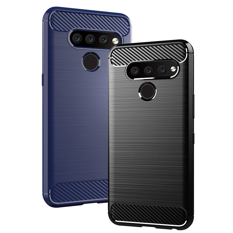 เคสโทรศัพท์ TPU คาร์บอนไฟเบอร์ กันกระแทก สําหรับ LG V50 V50s V60 V40 V35 V30 G6 G7 G8 G8s G8x ThinQ 