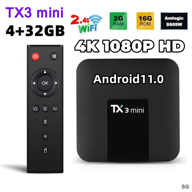 Original Tanix TX3 mini Android 11.0 Amlogic S905W 2G 16G 2.4G WiFi 4K TX3 กล่องทีวี Smart H. 265 1G