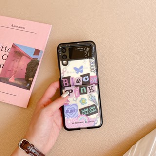 เคสโทรศัพท์มือถืออะคริลิค แบบแข็ง ป้องกันกระแทก ลายแบรนด์แฟชั่น blackpink สําหรับ Samsung Galaxy Z Flip 4 5G Z Flip 3