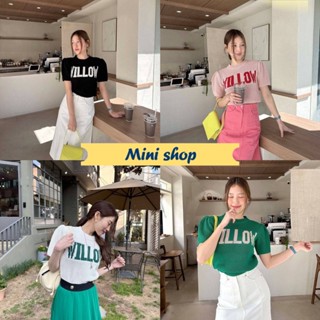 Mini shop🌸พร้อมส่ง🌸 (M2005) เสื้อไหมพรมแขนสั้น คอกลม ดีเทลลายตัวอักษรเก๋ไม่ซ้ำใคร  -C