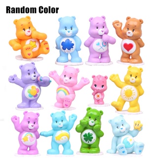 ตุ๊กตาฟิกเกอร์ PVC รูปการ์ตูนอนิเมะ Care Bears สีรุ้ง ของเล่นสําหรับเด็ก 12 ชิ้น ต่อล็อต