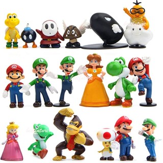 ของเล่นฟิกเกอร์ Super Mario Mario Brothers Mario Luigi Wario Waluigi Toad Yoshi ขนาดเล็ก สําหรับวันเกิด