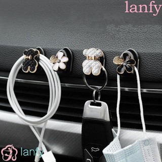 Lanfy ตะขอแขวนรถยนต์ อเนกประสงค์ มองไม่เห็น สําหรับแขวนสายเคเบิล Usb กระเป๋า หมี ประตู