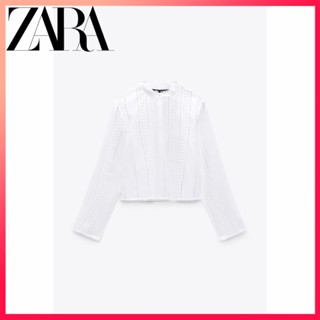 Zara ใหม่ เสื้อเชิ้ต ปักลายกลวง สําหรับผู้หญิง