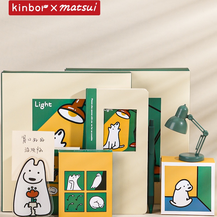 Kinbor X Matsui ชุดสมุดโน้ต ลายตารางน่ารัก ทรงสี่เหลี่ยม สําหรับเป็นของขวัญ