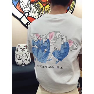 เสื้อยืดแขนสั้น พิมพ์ลายแมว Ripndip แฟชั่นฤดูร้อน สไตล์ยุโรป และอเมริกา สําหรับผู้ชาย และผู้หญิง