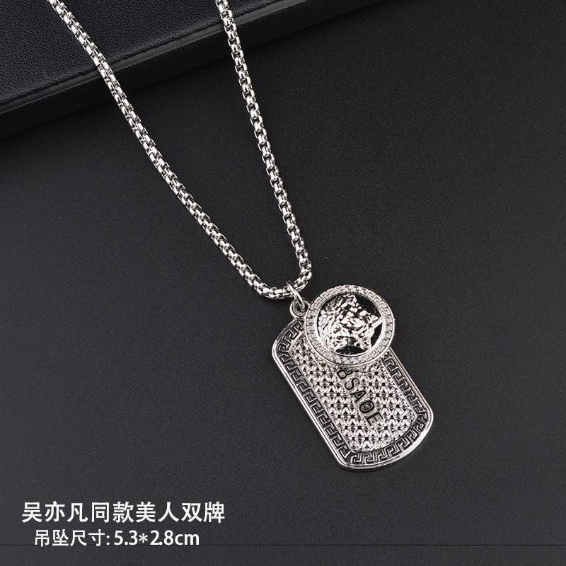 Beauty สร้อยคอ โลหะผสมไทเทเนียม จี้แบรนด์ สไตล์ฮิปฮอป อเมริกัน เรียบง่าย สําหรับผู้ชาย FFP1