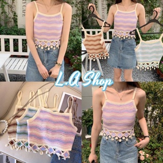 L.A Shop พร้อมส่ง เสื้อสายเดี่ยวถักไหมพรม ดีเทลหิ้วๆปลายเสื้อ สีพาสเทล "3618" -WY