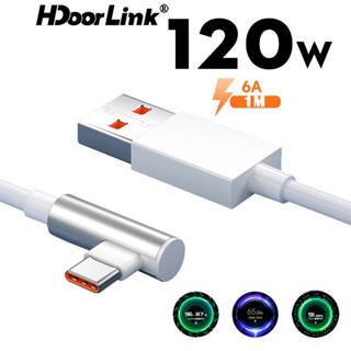 Hdoolink สายชาร์จเร็ว 120W 6A USB Type C 90 องศา สําหรับ XIAOMI Mi 12S Ultra 12 11 Pro Poco F4 Redmi K50 Pro K40