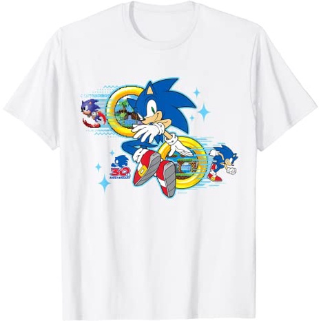 GISเสื้อยืดแขนสั้น พิมพ์ลายอนิเมะ Sonic the Hedgehog's ครบรอบ 30 ปี 1 2 3 4 5 6 7 8 9 10 11 12 ปี