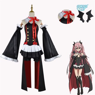 Seraph Of The End Krul Tepes Cosplay Costume ชุดเดรสกระโปรง คอสเพลย์แวมไพร์ สําหรับผู้หญิง Female uniform wig  Halloween witch Vampire Mikaela Hyakuya owari no seraph anime cos Outfits for women 终结的炽天使克鲁鲁 服装