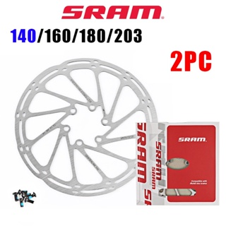 Sram ใบดิส 140 มม. 160 มม. 180 มม. 203 มม. ดิสก์เบรกโรเตอร์ไฮดรอลิค ​และสลักเกลียว 6 ชิ้น สําหรับจักรยานเสือหมอบ 2 ชิ้น