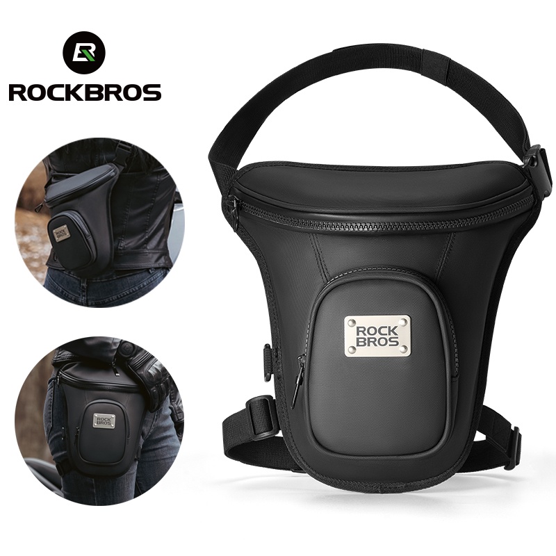 ROCKBROS กระเป๋าคาดเอว สองชั้น แบบพกพา ปรับได้ อุปกรณ์เสริม สําหรับรถจักรยานยนต์