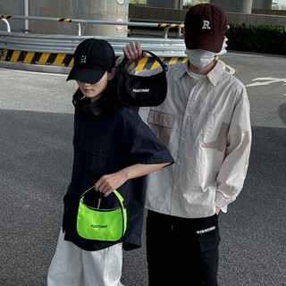 กระเป๋าสะพายไหล่ กระเป๋านักเรียน ผ้าแคนวาส ขนาดเล็ก สีเขียวเรืองแสง เหมาะกับใส่โทรศัพท์มือถือ สําหรับผู้หญิง และผู้ชาย