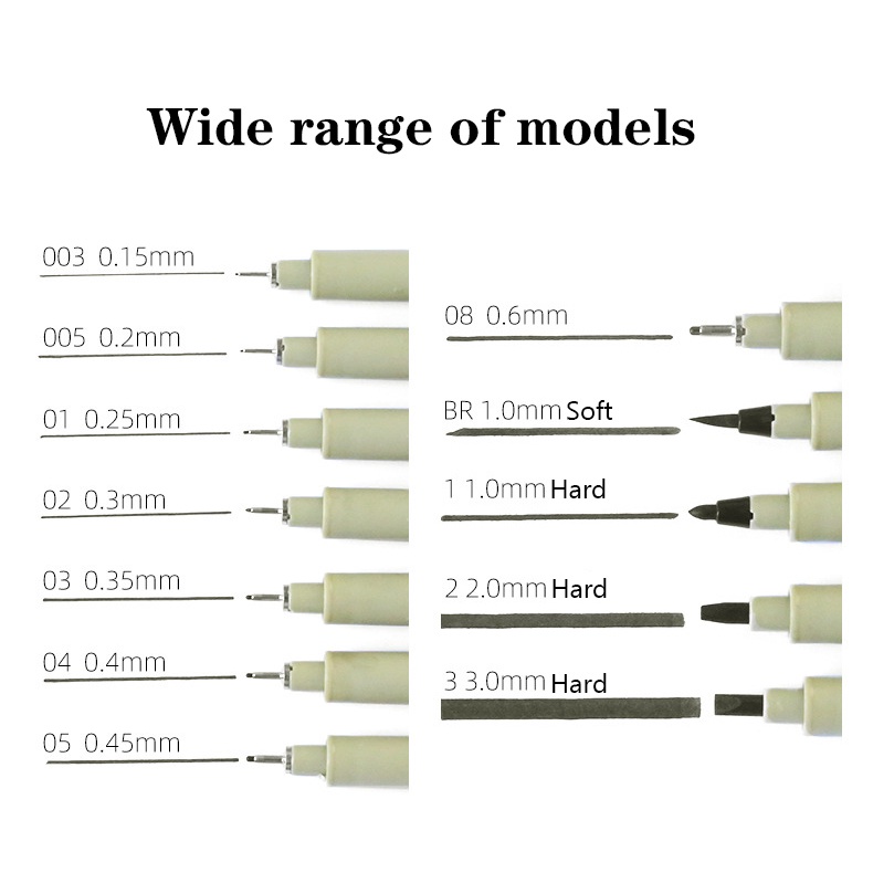 12ชิ้น มังงะเข็มกันน้ําสายเบ็ดปากกาชุดสําหรับร่างวาดโรงเรียนเครื่องเขียนอุปกรณ์ - รูปที่ 3
