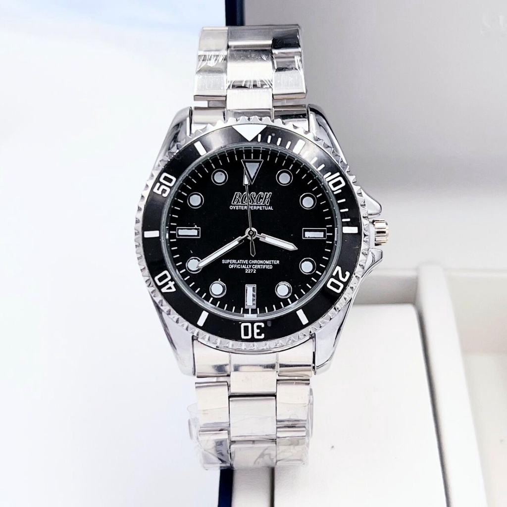 นาฬิกาข้อมือผู้ชาย BOSCK  ของแท้ 100% สายสแตนเลสแท้ แข็งแรง ทนทาน เรียบหรู หน้าปัด 40 มม. กันน้ำ ธุร