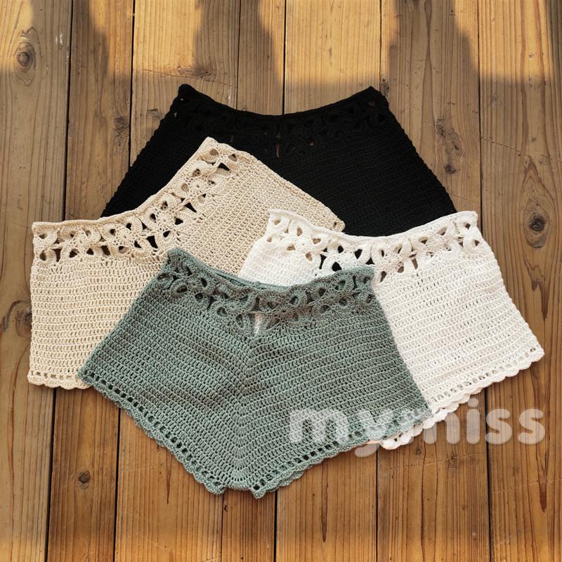 Mymiss1-กางเกงขาสั้นลําลอง ผ้าถัก ยืดหยุ่น สีพื้น แฟชั่นฤดูร้อน สําหรับผู้หญิง