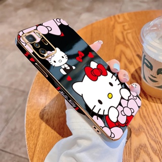 เคสโทรศัพท์มือถือ แบบนิ่ม ลายการ์ตูนคิตตี้ ขอบสี่เหลี่ยม หรูหรา สําหรับ Xiaomi Poco X3 X4 GT X3 X4 NFC X4 X5 Pro 5G