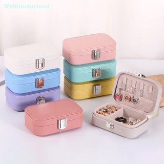 Widebeaucloud สองชั้น กล่องเก็บเครื่องประดับ แบบพกพา สีแคนดี้ เดินทาง เครื่องประดับ เคสหนัง PU ต่างหู สร้อยคอ แหวน เครื่องประดับ ออแกไนเซอร์ ดี