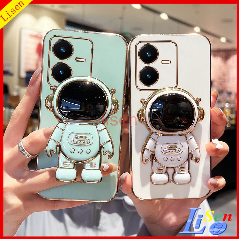 เคส Vivo Y22 Y22S Y35 Y16 Y15S Y01 Y15A Y02S Y02 Y21 Y21S Y33S Y33T Y21T T1X Y12A Y20 Y12S Y20S G เคสโทรศัพท์มือถือ ลายนักบินอวกาศ พร้อมขาตั้ง สําหรับ YHY