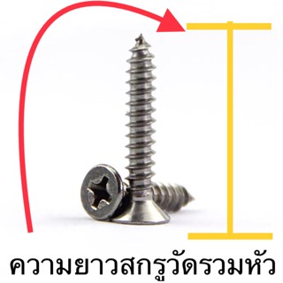 ของใช้สำหรับช่าง สกรูเกลียวปล่อย สแตนเลส  #6 หัวเตเปอร์  ทุกความยาว