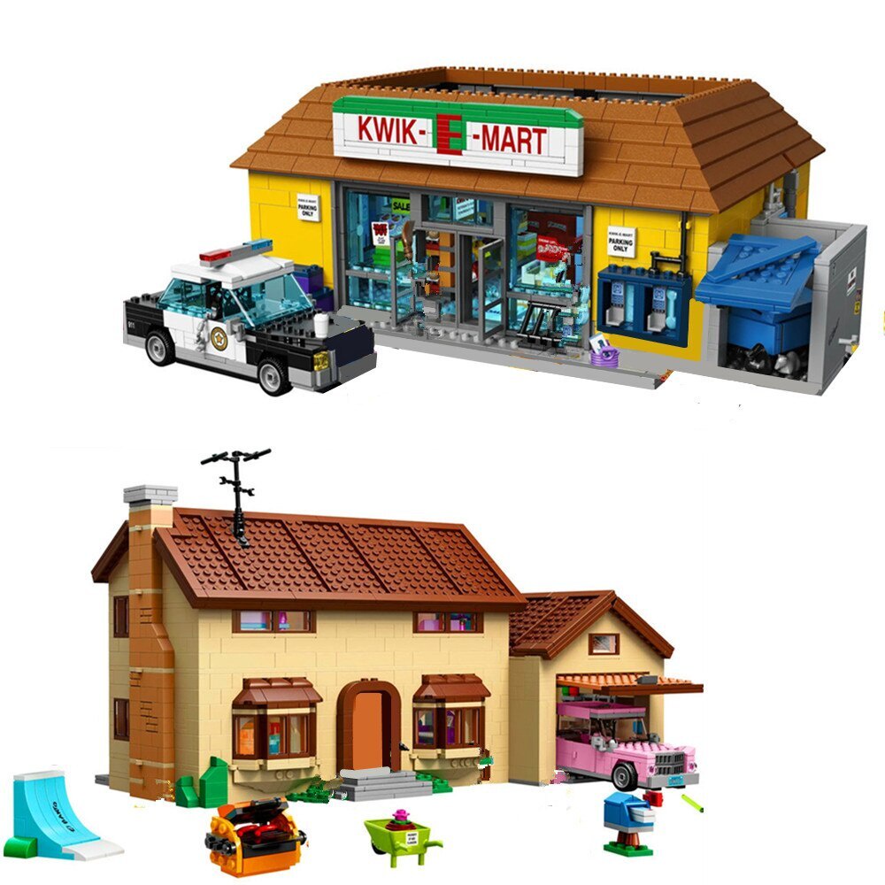 Disney TV Drama The Simpson Kwik-E-Mart House Model Streetview Fit 71006 71016 Building Blocks Brick