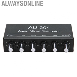 Alwaysonline Headphone Amplifier Mixer  2 in 4 Out Stereo  Signal Mixer DC 5‑15V Aluminium Alloy 3.5mm Interface  for Studio for Stage