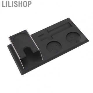 Lilishop Tamper Mat Holder Set  Black Silicone Stainless Steel Coffee Tamper Pad Holder Kit  for Office for Shop