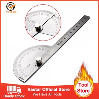 Vastar 360องศาเครื่องวัดมุมมุมเหล็กสแตนเลสวัดรอบหัวก้ามปูสำหรับวัดไม้บรรทัด10ซม.