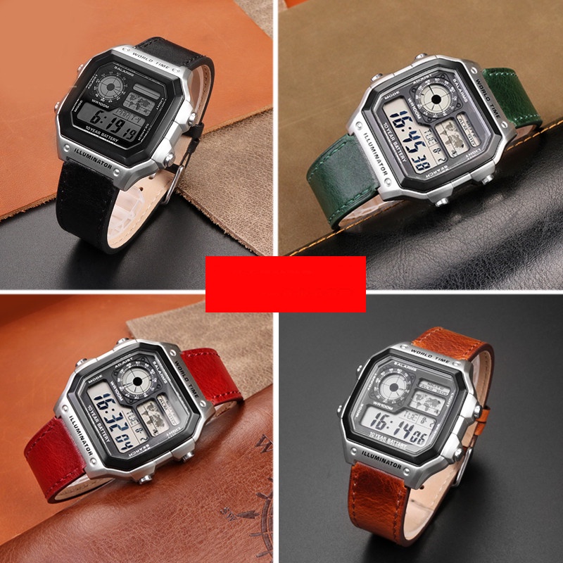 สายนาฬิกาข้อมือ หนังวัวแท้ 18 มม. สไตล์เรโทร สําหรับ Casio G-Shock AE-1200WH 1300 1000 A159 AQ-S810W MRW-200H