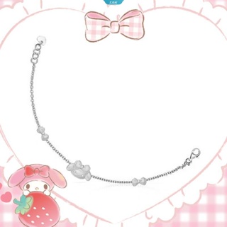 Sanrio สร้อยข้อมือเงินสเตอร์ลิง S925 ประดับโบว์ สีทอง เครื่องประดับ สําหรับแฟนสาว ของขวัญวันเกิด [ZK]