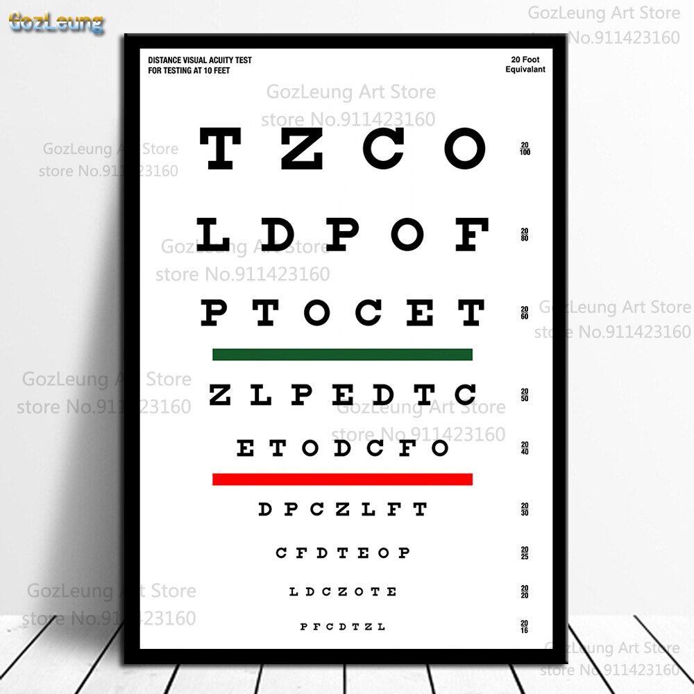 Wall Art ภาพ Modern Eye Tt Snellen Chart โปสเตอร์ผ้าใบภาพวาดโปสเตอร์และพิมพ์สําหรับ Living 23n 0416 