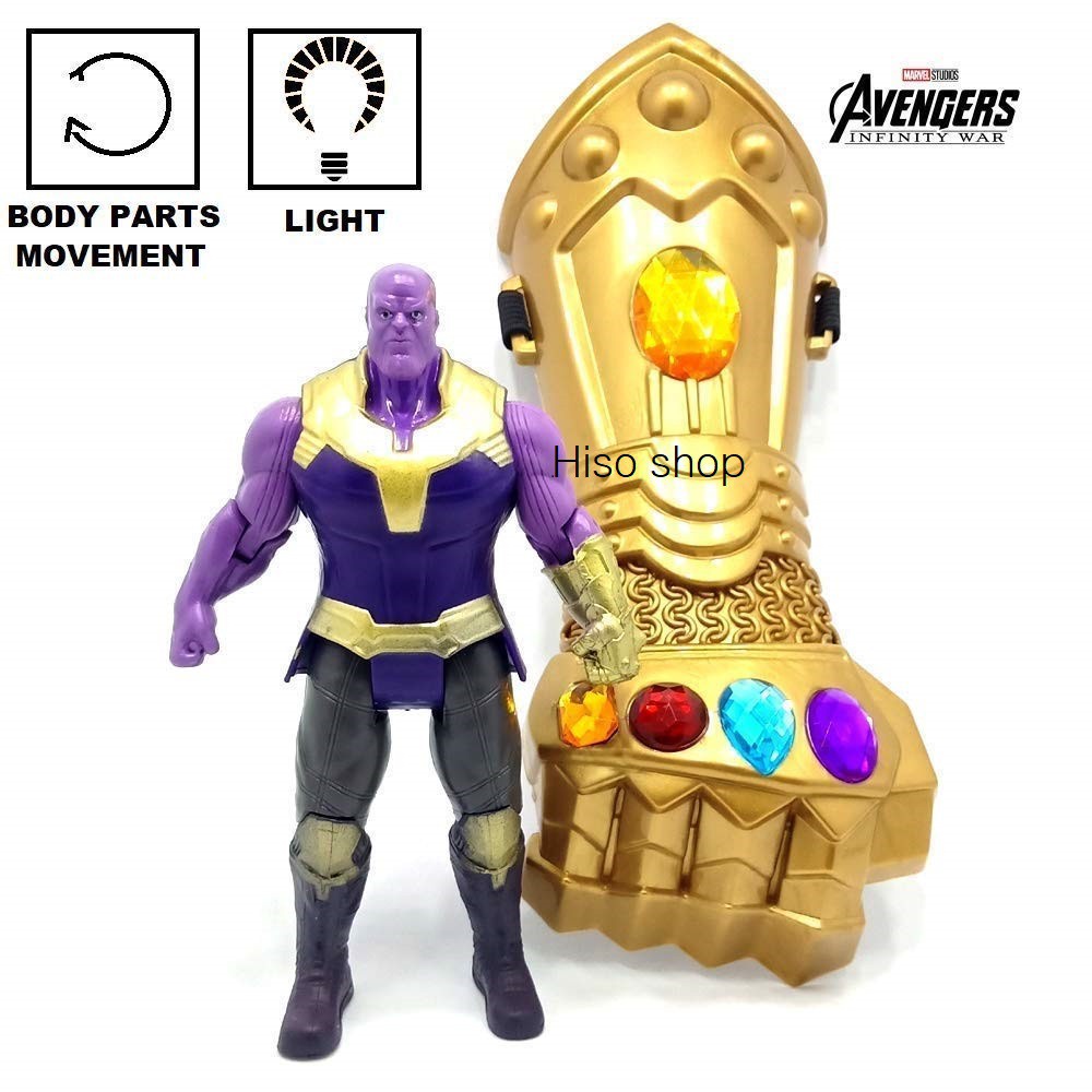 ถุงมือไอรอนแมน ถุงมือทานอส ถุงมืออินพินีตี้กาเร็ต สีสันสวยงาม มีอัญมณี Infinity Gauntlet Stone 5 Pcs