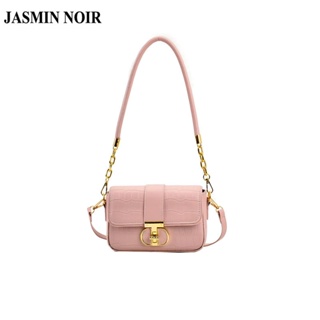 Jasmin NOIR กระเป๋าสะพายไหล่ กระเป๋าถือ หนัง PU ลายหนังจระเข้ แต่งสายโซ่ล็อก ขนาดเล็ก สําหรับสตรี