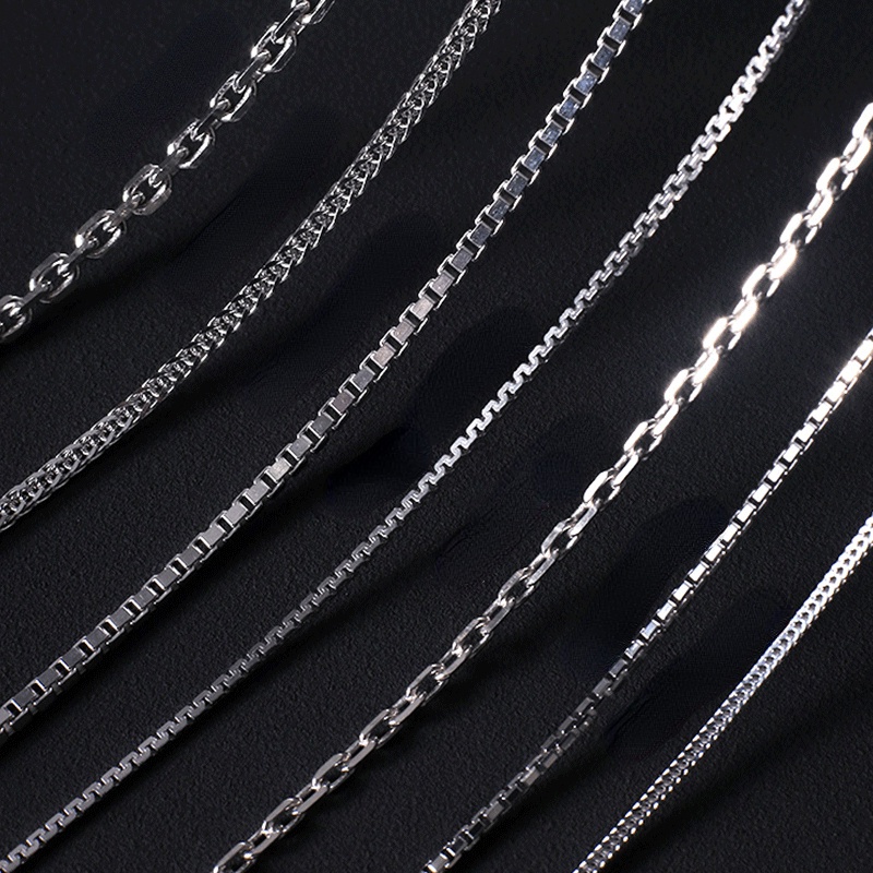 45-70 ซม.S925 สร้อยคอเงินผู้ชาย 2-4 มม.หนากล่องโซ่ O โซ่ผู้หญิงจี้เงินรอบ Chopin CHAIN เครื่องประดับ
