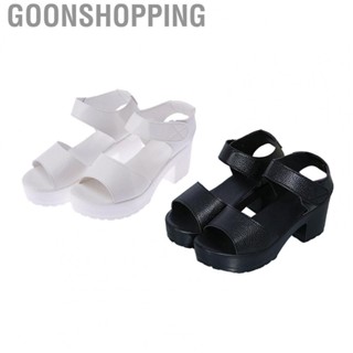 Goonshopping Heel Sandal Open Toe Artificial PU Block Heeled Hook and Loop Fastener for Women Summer