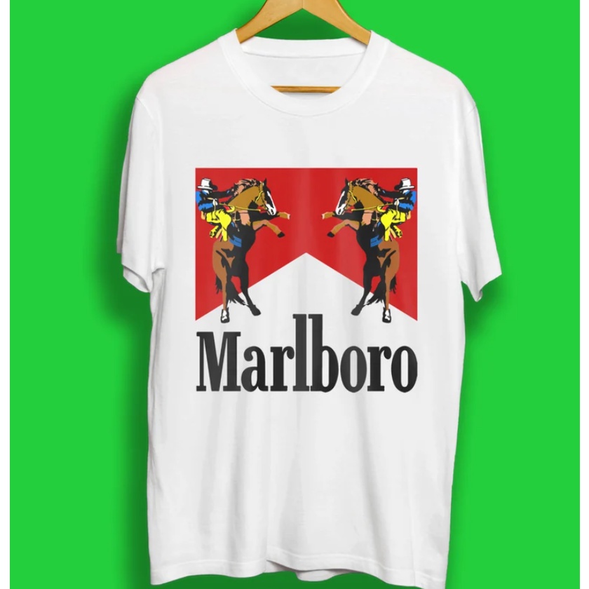 เสื้อยืดใส่สบายสำหรับผู้ชายฤดูร้อนVintage Marlboro Denim T-Shirt 658600