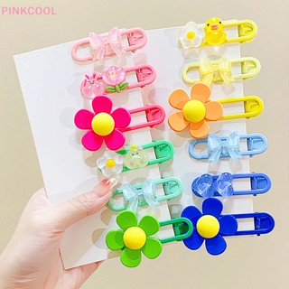 Pinkcool กิ๊บติดผม รูปโบว์ ดอกไม้น่ารัก สีแคนดี้ สําหรับเด็กผู้หญิง ขายดี 1 ชุด