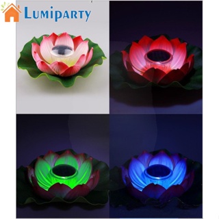 Lumiparty โคมไฟ LED พลังงานแสงอาทิตย์ รูปดอกบัว สําหรับตกแต่งสวน สระว่ายน้ํา