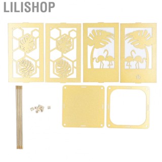 Lilishop 3 Pcs Gold Pen Holder Hollow Golden Flamingo Pattern Desktop Metal Storage Con